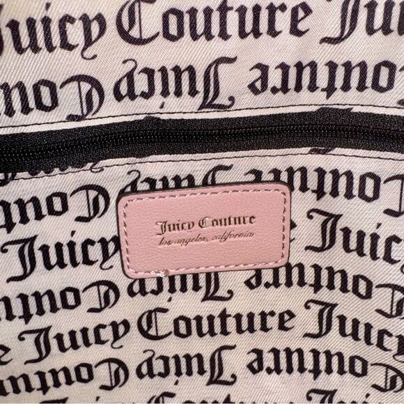 Juicy Couture Crystal Velour Pink Faux Leather Retro Vibe Satchel Crossbody Bag - Picture 10 of 10